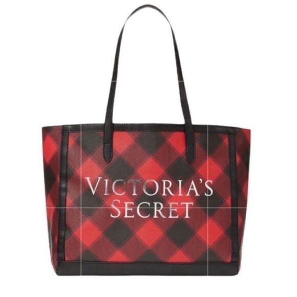 Victoria's Secret Plaid Black and Red Tote - Picture 1 of 8